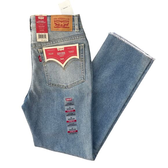 Levi’s Girls Size 12 Jeans High Rise Straight Ankle Fray Hem Stretch NWT - Picture 1 of 8